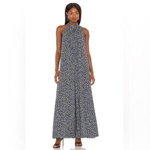 NWT 1. State Pleated Halter Jumpsuit in Bluenight Pretty Daisy Size Small